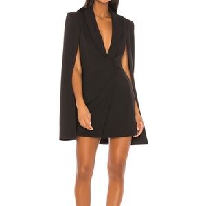 Katie May Black Cape Mini Dress with Deep V-Neck